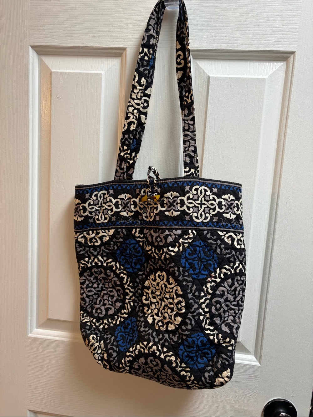 Vera Bradley Quilted Blue and Black Patterned Tote Bag